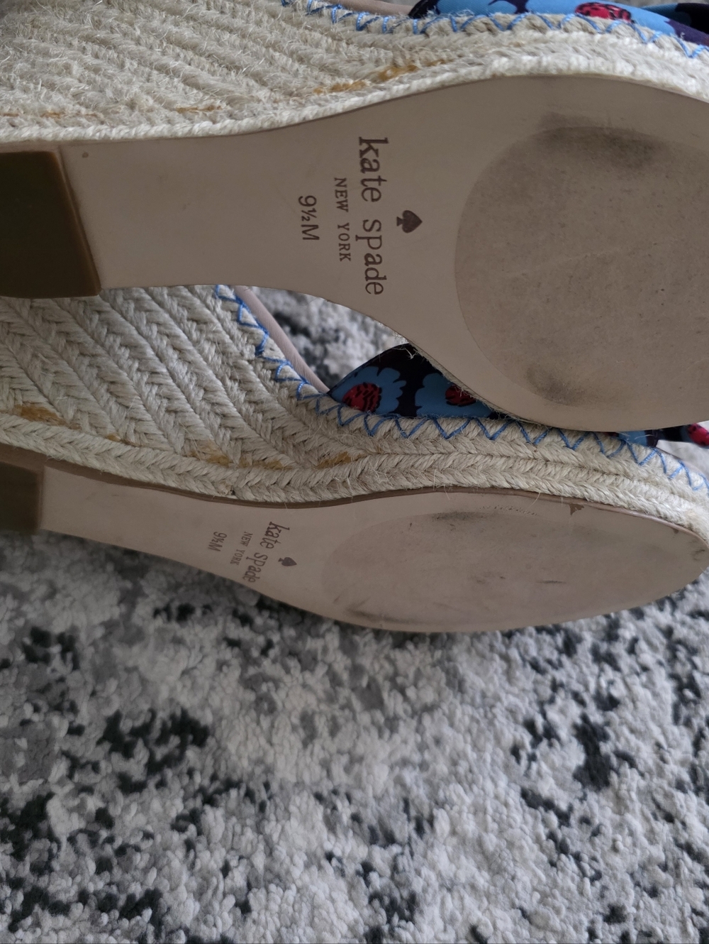 Kate Spade Jane Floral Bow Espadrille Wedge Sandals Womns 9.5 Preppy Chic Spring - Picture 3 of 6